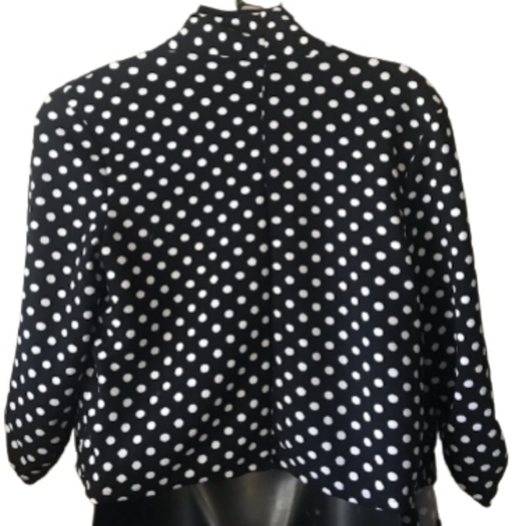 Womens Black & White Polka Dot Cardigan  Blazer - Picture 2 of 4